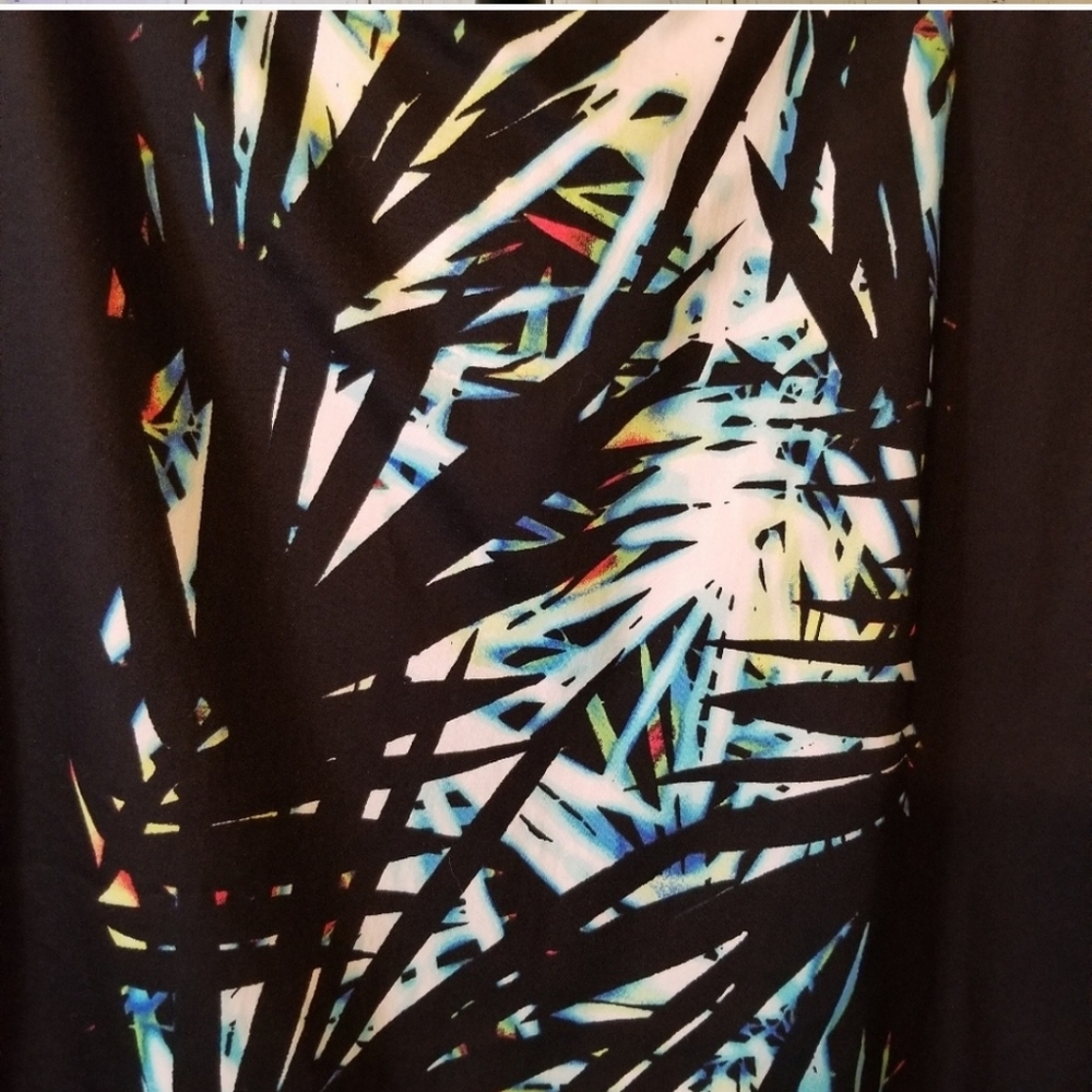 T TAHARI Tropical Print Black Skirt - Picture 4 of 5